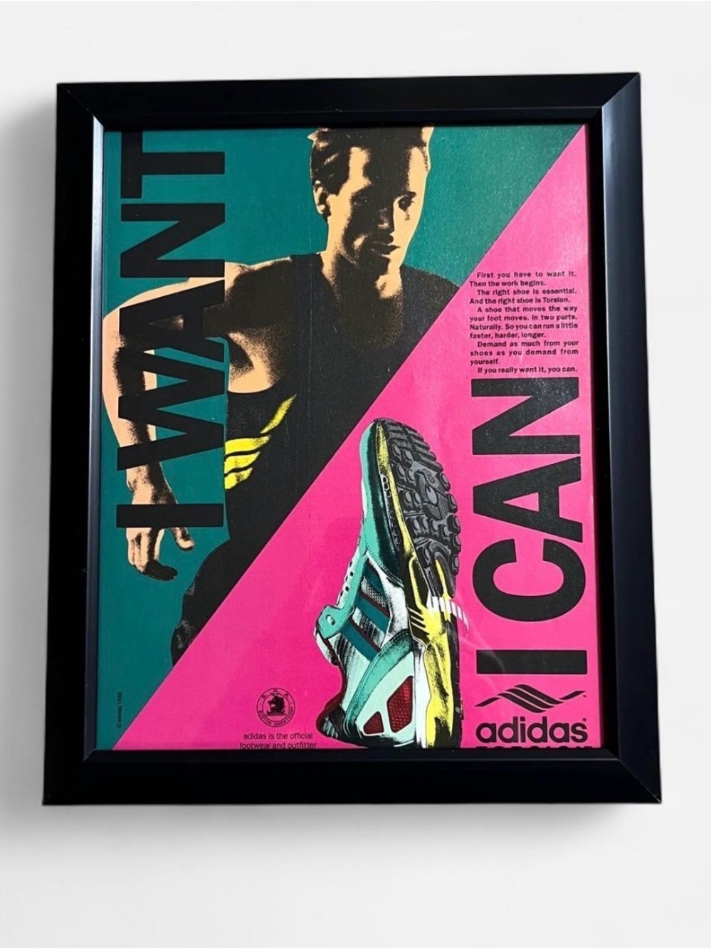 Vintage Adidas Running Shoes Print Framed Size 8x10